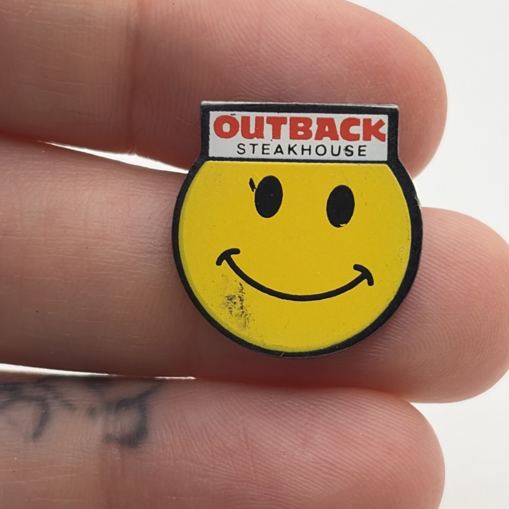 Outback Steakhouse Yellow Smiley Face Lapel Hat Pin